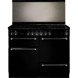 Rangemaster 110cm Dual Fuel with FSD Hob 73160 Range Cooker in Black with Chrome trim and Solid doors